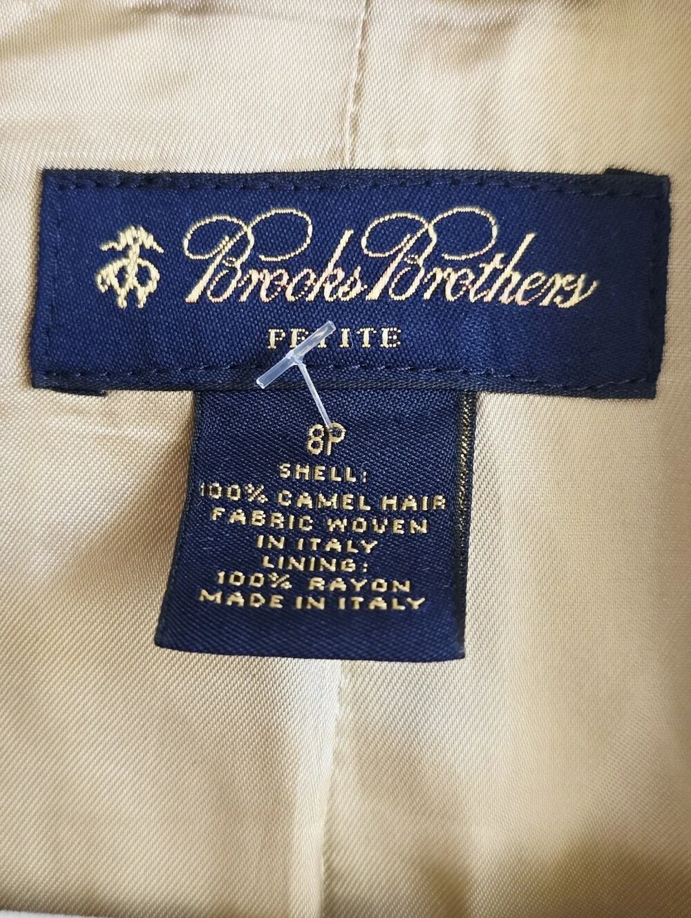 Brooks Brothers 100% Camel Hair Two Button Closure Women's Blazer Size Petite 8